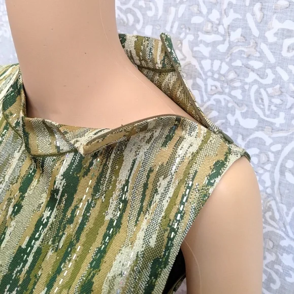 ST. JOHN | Green Mock Neck Collar Blouse - Picture 5 of 7